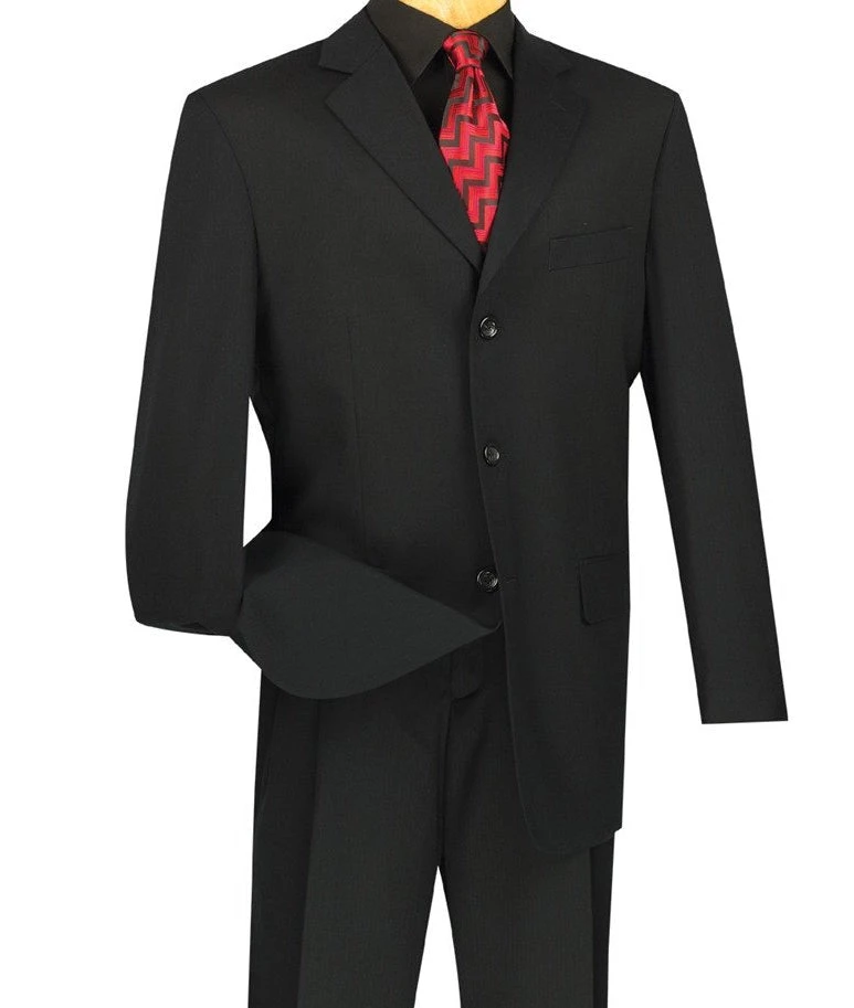 Mont Blanc Collection - Regular Fit Suit 3 Button 2 Piece In Black 1 Mont Blanc Collection - Regular Fit Suit 3 Button 2 Piece In Black