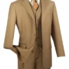 Avalon Collection - Regular Fit Men's Suit 3 Button 3 Piece British Khaki