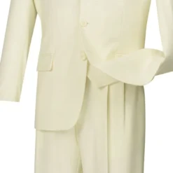 Avalon Collection - Regular Fit Men's Suit 3 Button 3 Piece Ivory -Gentri Store 01 VIN 3TR 3 IVORY 15 4