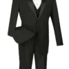 Santorini Collection - Regular Fit Black Tuxedo 4 Piece With Vest Bow Tie