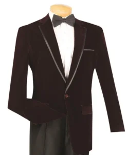 Velvet Regular Fit Men's Blazer In Wine