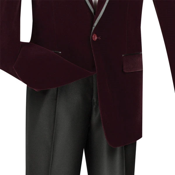 Velvet Regular Fit Men's Blazer In Wine 3 Velvet Regular Fit Men's Blazer In Wine - Image 3