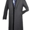 Milan Collection - Wool And Cashmere Regular Fit Dress Top Coat 48" Long In Charcoal