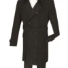 Men's Fall/Winter Slim Fit Double Breasted Top Coat In Black