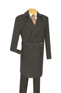 Men's Fall/Winter Slim Fit Double Breasted Top Coat In Charcoal