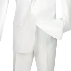 White Slim Fit Men's 2 Piece Business Suit 2 Button -Gentri Store 01 VIN S 2PP WHITE 4
