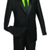 Slim Fit Shiny Sharkskin Men's 2 Piece Suit In Black