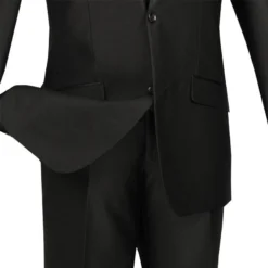 Slim Fit Shiny Sharkskin Men's 2 Piece Suit In Black -Gentri Store 01 VIN S2PS 1 BLACK 15 4