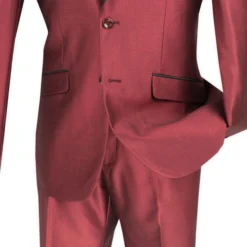 Slim Fit Shiny Sharkskin Men's 2 Piece Suit In Maroon -Gentri Store 01 VIN S2PS 1 MAROON 4