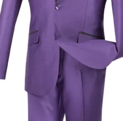 Slim Fit Shiny Sharkskin Men's 2 Piece Suit In Purple -Gentri Store 01 VIN S2PS 1 PURPLE 16 4
