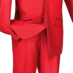 Slim FitShiny Sharkskin Men's 2 Piece Suit In Red -Gentri Store 01 VIN S2PS 1 RED 15 4