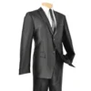 Slim Fit Men's Suit 2 Piece 2 Buttons Shiny Sharkskin In Black