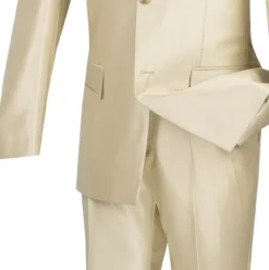 Slim Fit Men's Suit 2 Piece 2 Buttons Shiny Sharkskin In Champagne Beige -Gentri Store 01 VIN S2RR 4 CHABE 15 4