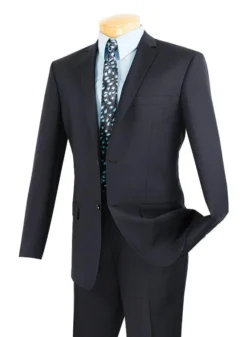Slim Fit Men's Suit 2 Piece 2 Button In Navy