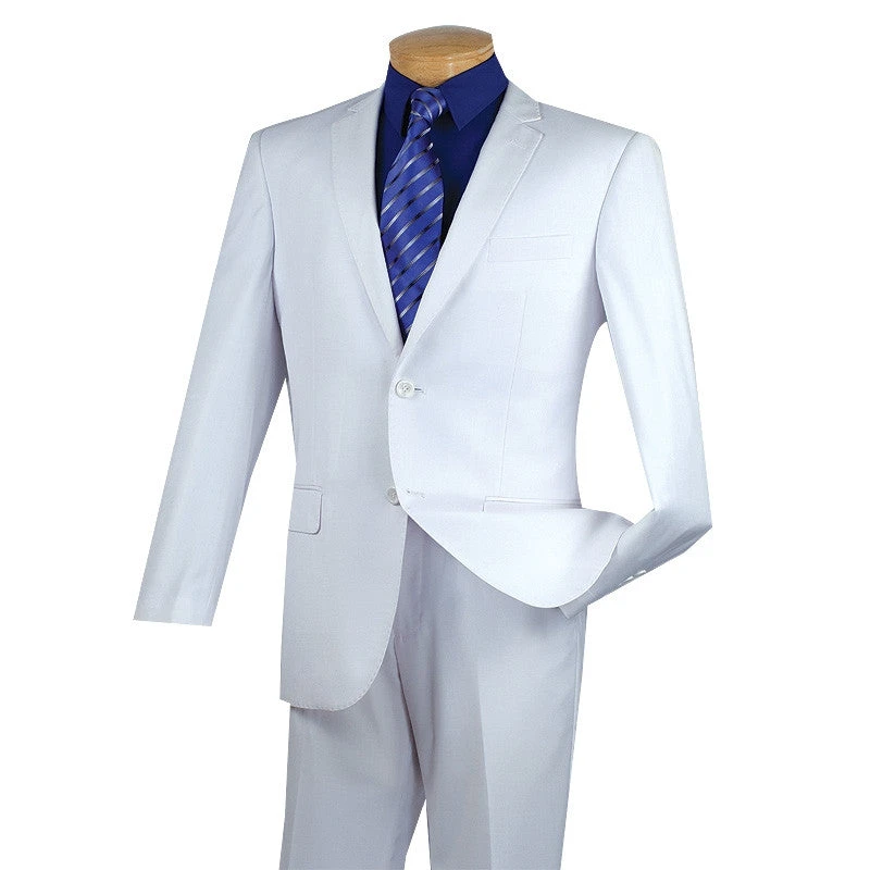Slim Fit Men's Suit 2 Piece 2 Button In White 1 Slim Fit Men's Suit 2 Piece 2 Button In White