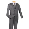 Slim Fit Men's Suit 3 Piece 2 Button In Heather Gray