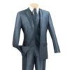 Slim Fit Men's Suit With Vest 3 Piece 2 Buttons In Blue