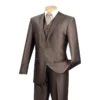 Slim Fit Men's Suit With Vest 3 Piece 2 Buttons In Mocha