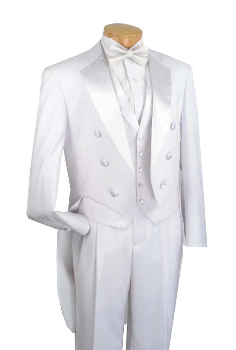 Men's Tuxedo Regular Fit Collection With Tails 3 Piece In White 1 Men's Tuxedo Regular Fit Collection With Tails 3 Piece In White