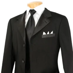Men's Regular Fit Tuxedo 2 Piece Collection Regular Fit In Black 3 Button Design -Gentri Store 01 VIN T 3HT BLACK 15 3