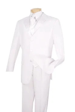 Men's Regular Fit Tuxedo 3 Piece With Vest White