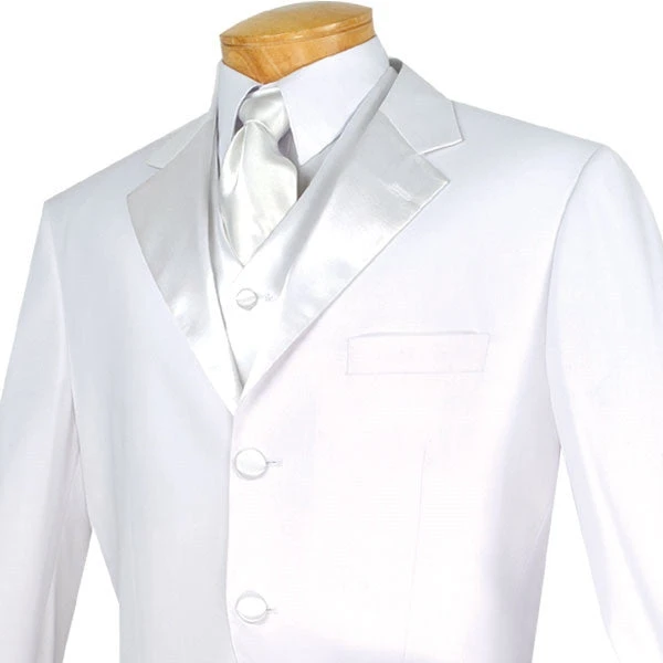 Men's Regular Fit Tuxedo 3 Piece With Vest White 2 Men's Regular Fit Tuxedo 3 Piece With Vest White - Image 2