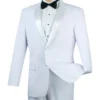 Regular Fit Satin Lapel 2 Piece Tuxedo In White