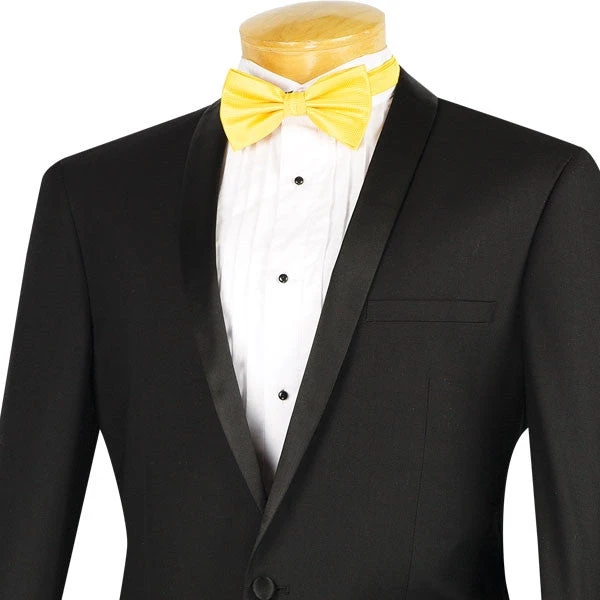 Kingsman Collection - Shawl Collar Slim Fit Tuxedo 2 Piece 1 Button Black 3 Kingsman Collection - Shawl Collar Slim Fit Tuxedo 2 Piece 1 Button Black - Image 3