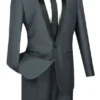 Kingsman Collection - Shawl Lapel Slim Fit Tuxedo 2 Piece 1 Button Heather Gray