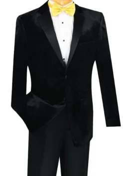 Men's Slim Fit Velvet Tuxedo 2 Piece In Black