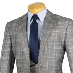 Renaissance Collection - Regular Fit 3 Piece Suit Gray -Gentri Store 01 VIN V2RW 7 GRAY 16 3