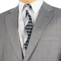Monte Carlo Collection - Regular Fit 2 Piece 2 Button Textured Weave In Gray -Gentri Store 01 VINY 2LK 1 GRAY 3