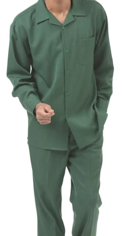 Men's 2 Piece Long Sleeve Walking Suit In Hunter Green