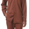 Men's 2 Piece Long Sleeve Walking Suit In Cognac
