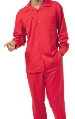 Men's 2 Piece Long Sleeve Walking Suit In Red