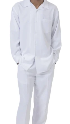 Men's 2 Piece Long Sleeve Walking Suit In White