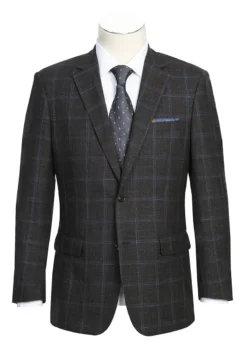 Regular Fit Wool & Linen Brown Plaid Blazer