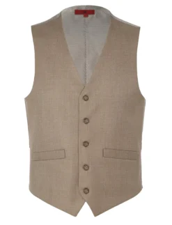 Vanderbilt Collection- Classic Dress Vest 5 Buttons Regular Fit In Taupe
