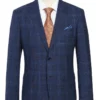 Regular Fit Wool & Linen Blue Plaid Blazer