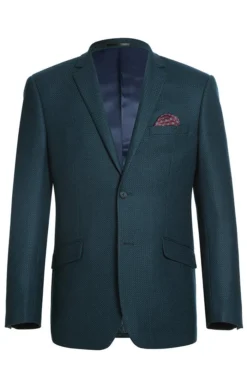 (40R, 40S) Men's Slim Fit Blazer Wool Blend Sports Jacket In Emerald Green