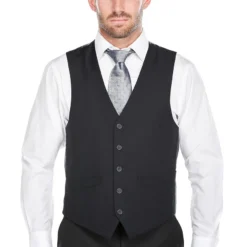 Vanderbilt Collection- Classic Dress Vest 5 Buttons Regular Fit In Dark Navy