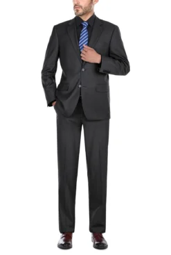 Vanderbilt Collection- Classic 2 Piece Suit 2 Buttons Regular Fit In Charcoal Gray -Gentri Store 202 1 2