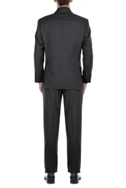Vanderbilt Collection- Classic 2 Piece Suit 2 Buttons Regular Fit In Charcoal Gray -Gentri Store 202 1 3