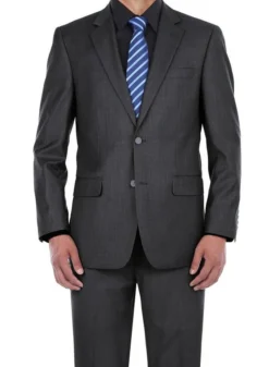 (40S) Slim Fit 2 Piece Suit 2 Buttons In Charcoal Gray