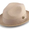 Beige Braided Two Tone Snap Brim Pinch Hat