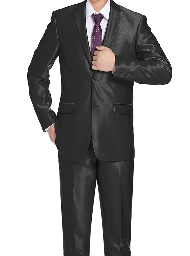 Black Slim Fit Sharkskin Italian Styled 2 Piece Suit 2 Black Slim Fit Sharkskin Italian Styled 2 Piece Suit - Image 2