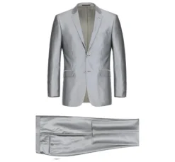 Gray Regular Fit Sharkskin Italian Styled 2 Piece Suit -Gentri Store 207 2 2 faddba91 fb67 430f 9032 d925dc062e10