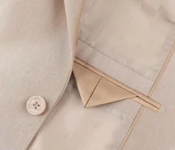 Beige Regular Fit Sharkskin Italian Styled 2 Piece Suit -Gentri Store 207 3 4
