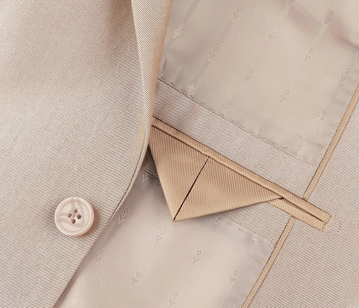 Beige Slim Fit Sharkskin Italian Styled 2 Piece Suit 5 Beige Slim Fit Sharkskin Italian Styled 2 Piece Suit - Image 5