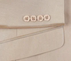 Beige Regular Fit Sharkskin Italian Styled 2 Piece Suit -Gentri Store 207 3 5